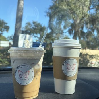 Sip N Joy Coffee - Iced medium Toffee Crunch Dream and a hot medium Americano - Coffee & Tea Near Me - Edgewater, Florida Sip N Joy Coffee - Iced medium Toffee Crunch Dream and a hot medium Americano - Coffee & Tea Near Me - Edgewater, Florida