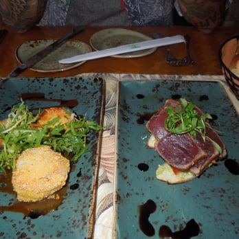 Tidepools - Polenta scallops and Ahi Bruschetta. - Hawaiian Near Me - Poipu, Hawaii Tidepools - Polenta scallops and Ahi Bruschetta. - Hawaiian Near Me - Poipu, Hawaii