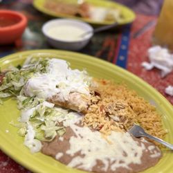 Jorge's Cantina Mexican Restaurant - Chimichanga beans rice and all fixings