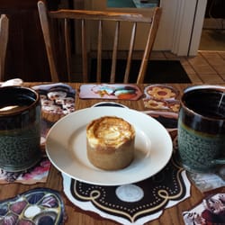 Anthony's Desserts - Caramel Cheesecake with a cup of the house coffee.