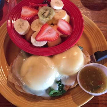 Rex's Cafe - Green Eggs Cabrillo w/ fruit. And their salsa is delicious. - Breakfast & Brunch Near Me - San Pedro, California