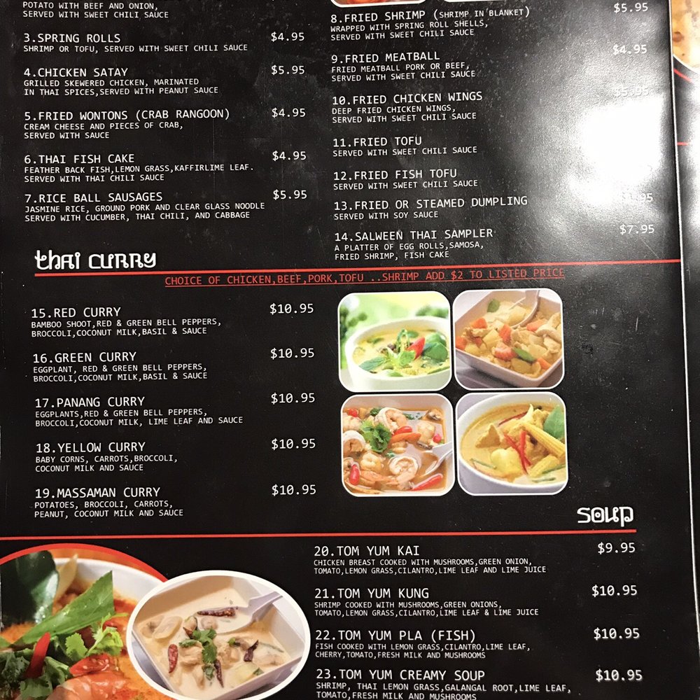 Salween Thai - Menu page 1 - Thai Near Me - Omaha, Nebraska Salween Thai - Menu page 1 - Thai Near Me - Omaha, Nebraska