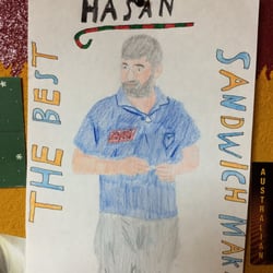 Papaya und Sandwiches Kandil - Portrait von Hasan. Bestens getroffen. Von einem 10-jährigen Bub.