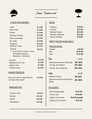 Menu photo 4 Jesus Restaurant Murphys, CA