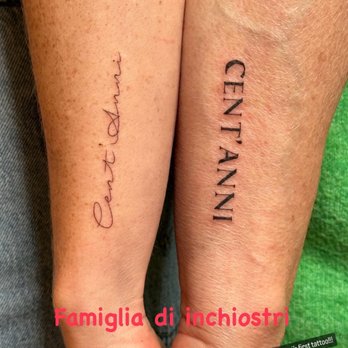 Beauty In Ink - My niece and I got the same thing, different font of course. Cent'Anni (100 yrs) - Tattoo Near Me - Boca Raton, Florida Beauty In Ink - My niece and I got the same thing, different font of course. Cent'Anni (100 yrs) - Tattoo Near Me - Boca Raton, Florida