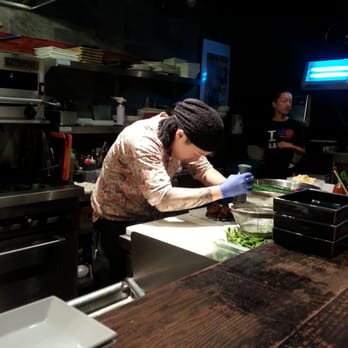 IPPUDO NY - Slicing cucumber with an expensive Japanese top brand knife - Ramen Near Me - New York, New York IPPUDO NY - Slicing cucumber with an expensive Japanese top brand knife - Ramen Near Me - New York, New York