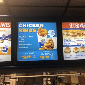 White Castle - 20 chicken rings = $5.49 12 chicken rings = $2.99 I thought you paid less per piece when you order more but not in this case! - Fast Food Near Me - Bolingbrook, Illinois White Castle - 20 chicken rings = $5.49 12 chicken rings = $2.99 I thought you paid less per piece when you order more but not in this case! - Fast Food Near Me - Bolingbrook, Illinois