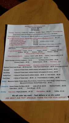 Menu photo 2 Redman's Chicken n' Ribs Geneva, NY