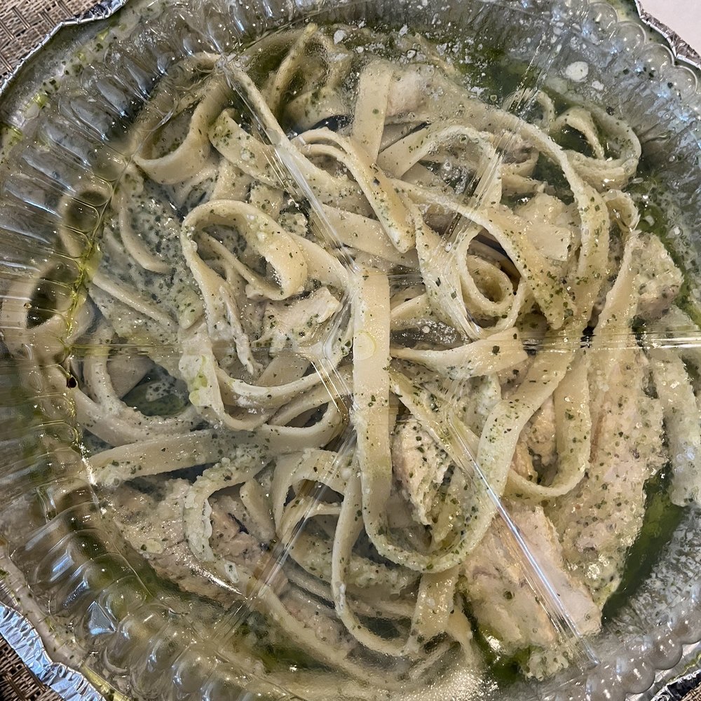 Dino's Grill - Fettuccine with Pesto & Chicken - Greek Near Me - Newark, California Dino's Grill - Fettuccine with Pesto & Chicken - Greek Near Me - Newark, California