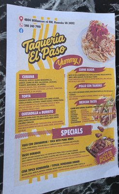 Menu photo 5 Taqueria El Paso Roanoke, VA Menu photo 5 Taqueria El Paso Roanoke, VA
