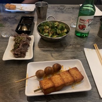 The Barn - Beef Tongue, Spicy Cucumber, Quail Egg Skewer, Strawberry Soju - Barbeque Near Me - Arcadia, California The Barn - Beef Tongue, Spicy Cucumber, Quail Egg Skewer, Strawberry Soju - Barbeque Near Me - Arcadia, California
