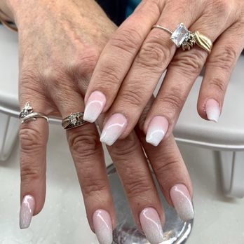 The Nail Bar - Pink and white classic with gentle sparkles! - Nail Salons Near Me - Wilmington, North Carolina The Nail Bar - Pink and white classic with gentle sparkles! - Nail Salons Near Me - Wilmington, North Carolina