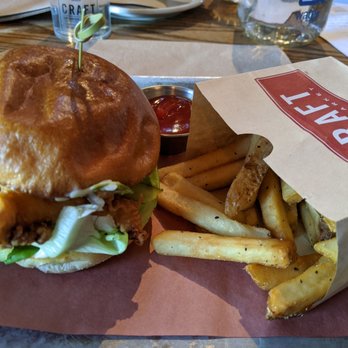 CRAFT - 1. Crispy chicken sandwich (4/5) 2. Fries (3/5) - Beer Bar Near Me - Vancouver, British Columbia CRAFT - 1. Crispy chicken sandwich (4/5) 2. Fries (3/5) - Beer Bar Near Me - Vancouver, British Columbia