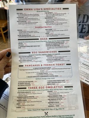 Menu photo 1 Emma Lisa’s Breakfast & Lunch Quincy, MA Menu photo 1 Emma Lisa’s Breakfast & Lunch Quincy, MA