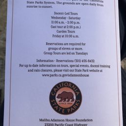 Hours and tour information