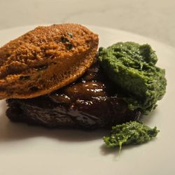 Edo Restaurant - Confit lamb breast, romesco & salsa verde. Love the crisp on the exterior of the lamb & the juiciness inside!