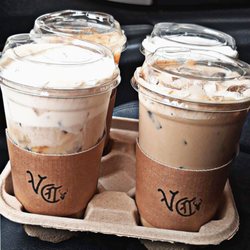 Vali Coffee - Pumkin cream cold brew, vanilla cream cold brew, iced toasted white mocha and iced caramel macchiato