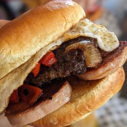 The Rail - Aloha burger (spam, pineapple jam, red pepper, egg)