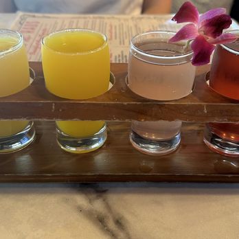 Haven Haus Cafe - Mimosa Flight (left to right: pineapple, orange, watermelon, cranberry) - Breakfast & Brunch Near Me - Rancho Cucamonga, California Haven Haus Cafe - Mimosa Flight (left to right: pineapple, orange, watermelon, cranberry) - Breakfast & Brunch Near Me - Rancho Cucamonga, California