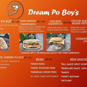 Dream Po Boy’s - a menu for a restaurant - Burgers Near Me - Austin, Texas Dream Po Boy’s - a menu for a restaurant - Burgers Near Me - Austin, Texas