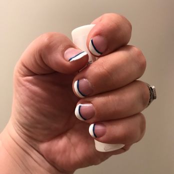 Happy Nails & Spa - French manicure with Royal Blue line - Nail Salons Near Me - Lahaina, Hawaii Happy Nails & Spa - French manicure with Royal Blue line - Nail Salons Near Me - Lahaina, Hawaii