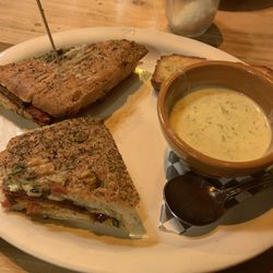 The Front Door - Bruschetta panini and cheddar broccoli soup