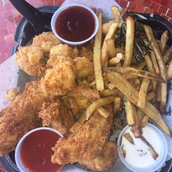 Uptown Scratch Kitchen - Fish and and chips/shrimp combo wth rosemary fries - Food Trucks Near Me - Saint Augustine, Florida