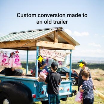 Knotty's Custom Carpentry - Old truck bed trailer converted into a private concessions stand - Handyman Near Me Knotty's Custom Carpentry - Old truck bed trailer converted into a private concessions stand - Handyman Near Me