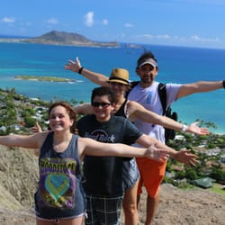 At the top of the Lanikai Pill Box Hike