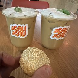 Coconut curry lattes and a sesame ball
