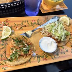 El Vado #2 Mexican restaurant - Chicken tacos with cilantro and onion and cheese and lettuce