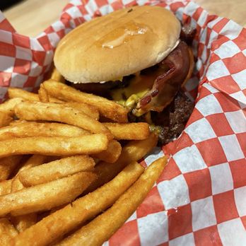 Secret Burger Kitchen - Signature Bacon Smash (1/3 lb) w/ Cheese & Fries - Burgers Near Me - Seattle, Washington