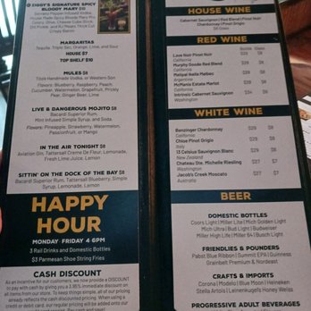 Ziggy’s - Menu side 1 - Bars Near Me - Hudson, Wisconsin