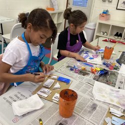 Art Time for Kids - Art made from recycled cardboard in honor of the Earth Day theme!
