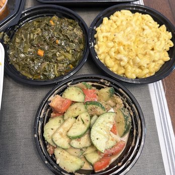 Dinosaur Bar-B-Que - Simmered Turkey Neck Collard Greens, Mac & Cheese, Tomato Cucumber Salad - Barbeque Near Me - Rochester, New York