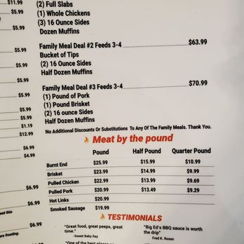 Big Ed's BBQ - Menu - Barbeque Near Me - Waukegan, Illinois