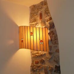 Vetreria Artistica Marcello Ragone - lampada in vetro opalescente rilegata con tecnica Tiffany