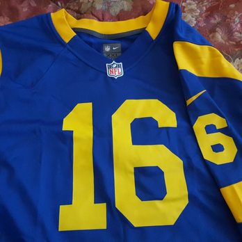 Lee's Lettering & Embroidery - Before fix. Numbers are iron on, and looks lemony yellow, while yellow on jersey is a golden yellow. - Embroidery & Crochet Near Me - La Puente, California Lee's Lettering & Embroidery - Before fix. Numbers are iron on, and looks lemony yellow, while yellow on jersey is a golden yellow. - Embroidery & Crochet Near Me - La Puente, California
