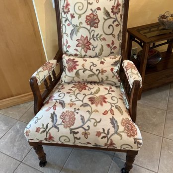Donate's Upholstery - Totally reupholstered chair - Antiques Near Me - Oxnard, California Donate's Upholstery - Totally reupholstered chair - Antiques Near Me - Oxnard, California
