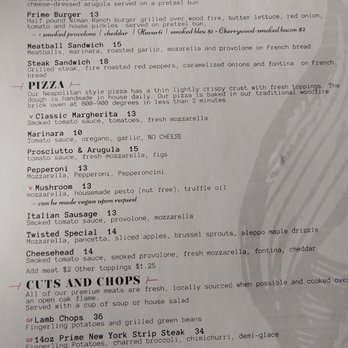 Twisted Fire - a menu for a restaurant - New American Near Me - Oconomowoc, Wisconsin