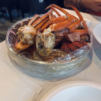 Cajun Crab Hut - Boil dinner. With crab, sausage, shrimp and lobster. Added another crab leg as we shared. - Cajun/Creole Near Me - St. Augustine, Florida