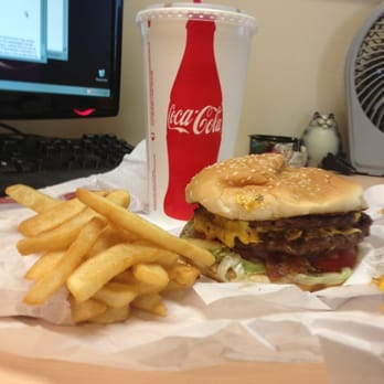 Best Burger - Double bacon cheeseburger, fries and a large cherry coke! - Burgers Near Me - Concord, California
