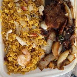 Mongolian beef with house special rice Mongolian beef with house special rice