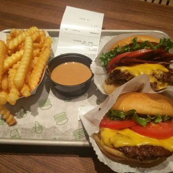 Shake Shack Perimeter Mall - Double shack burgers with bacon, fries, and side of peanut butter (my secret!!) - Burgers Near Me - Atlanta, Georgia Shake Shack Perimeter Mall - Double shack burgers with bacon, fries, and side of peanut butter (my secret!!) - Burgers Near Me - Atlanta, Georgia
