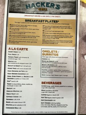 Menu photo 8 Hacker's Grill Apache Junction, AZ