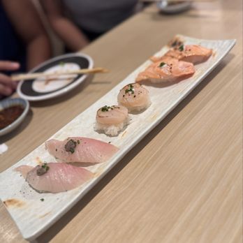 Sushi REV - Scallops and more seared salmon (forgot what the other one was) - Sushi Bars Near Me - Rowland Heights, California Sushi REV - Scallops and more seared salmon (forgot what the other one was) - Sushi Bars Near Me - Rowland Heights, California