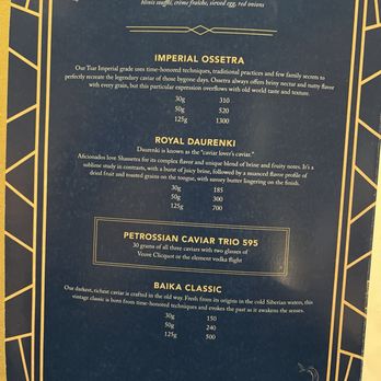 Petrossian Bar - Caviar service menu - Lounges Near Me - Las Vegas, Nevada