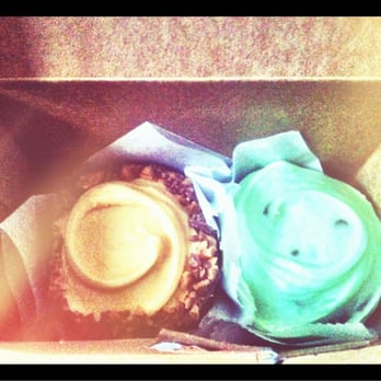 Frosted Cupcakery - Chocolate with caramel buttercream toffee and chocolate with mint chip buttercream - Bakeries Near Me - Long Beach, California