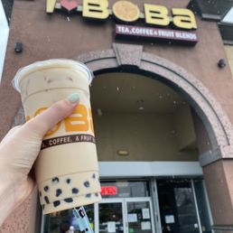 Coconut Cream Tea with black tea base and boba