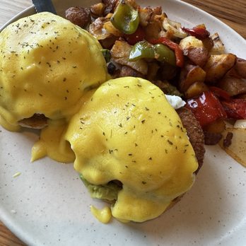 Garden's Gate Cafe - Crab cake Benedict with country potatoes - Breakfast & Brunch Near Me - San Jose, California Garden's Gate Cafe - Crab cake Benedict with country potatoes - Breakfast & Brunch Near Me - San Jose, California